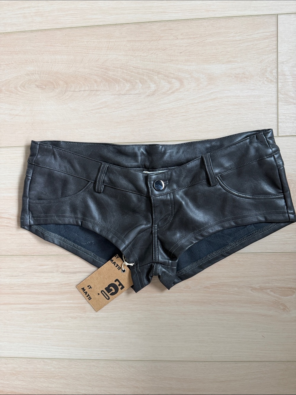 Ego by Matte Brand NWT Faux Leather Micro Mini Short Small Black